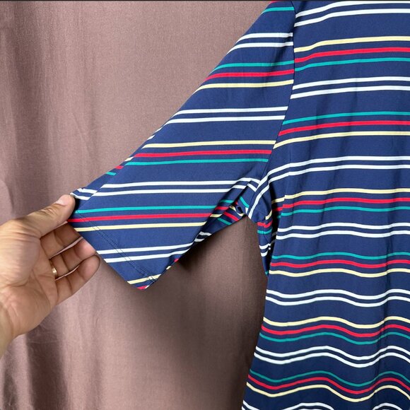 Lands' End Women's M LONG Elbow Sleeve Crew Neck Cover-up Swim Tee Rash Guard St - Picture 2 of 6